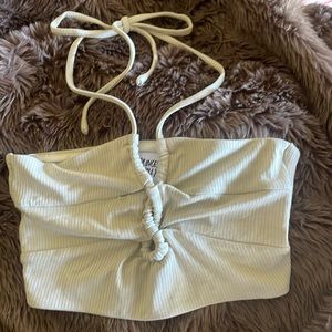 PRINCESS POLLY Zamia Top Halter Crop Shirt Beige US 4 AU 8